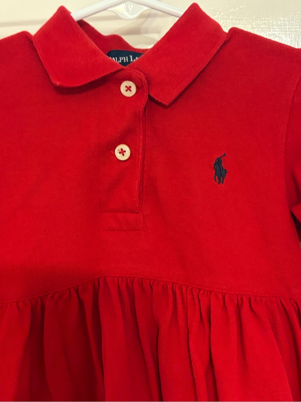 Ralph Lauren Girls Vibrant Red Long-Sleeve Dress w/Built-In Bloomers Size 12-18M - Picture 4 of 9